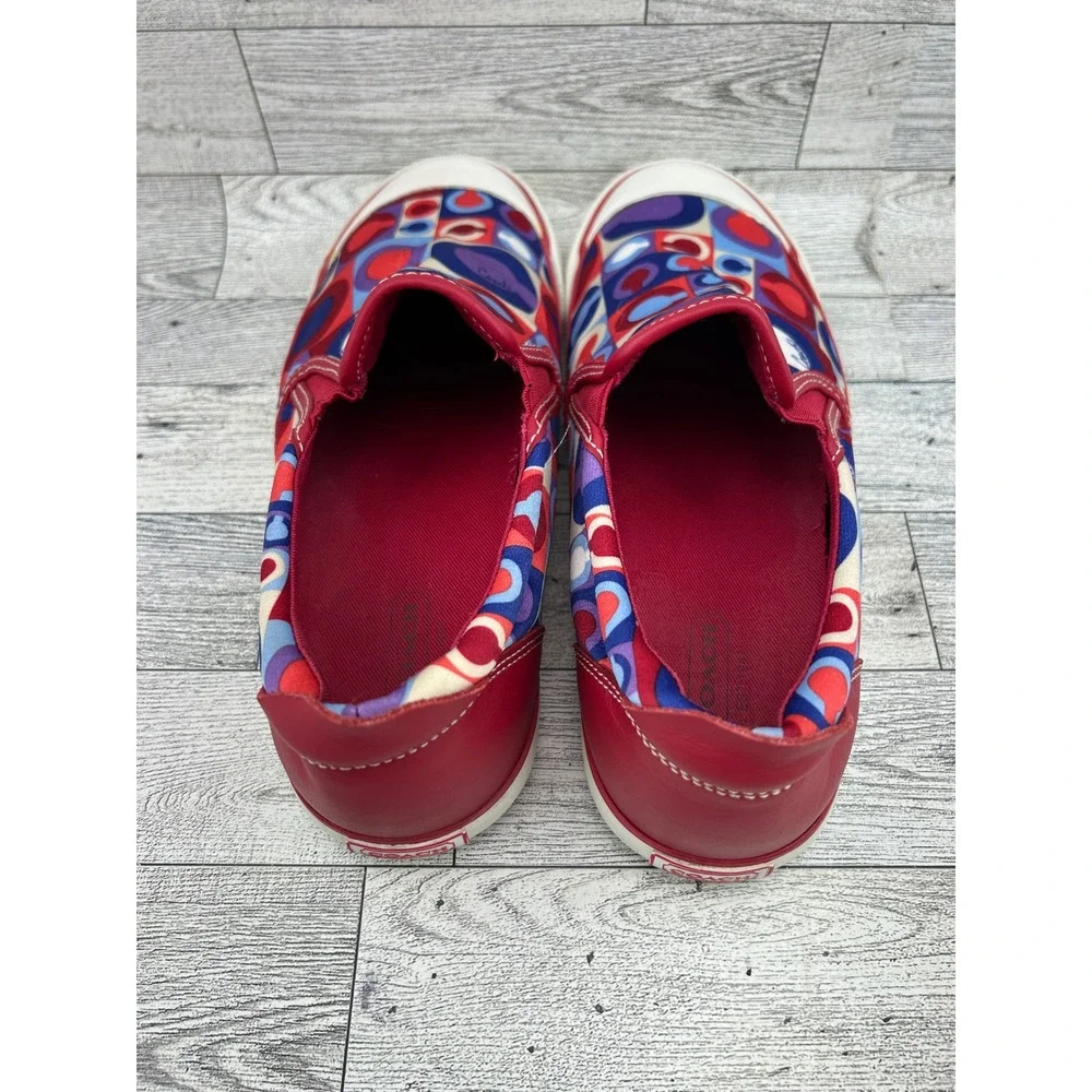 Coach Beale Women Signature C Geometric Slip On Sneakers Red Blue Purple Sz 7B